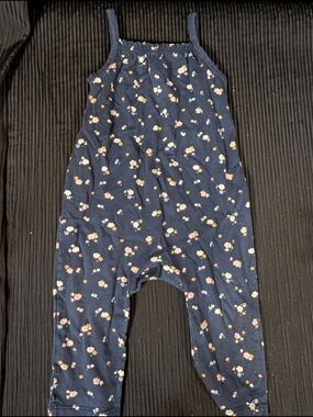 H&M Navy Floral Romper with Pink & Cream Blooms